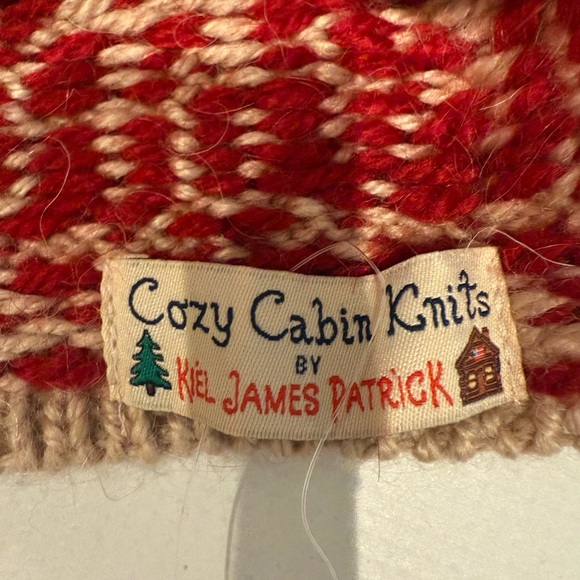 Kiel James Patrick Red  Cream Moose Knit Wool Hat Kevin McCallister Home Alone - Picture 2 of 5